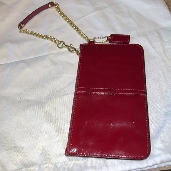 Coach 47941 Madison Dark Red Wine Patent Leather Chain Wristlet/Clutch - Picture 6 of 9